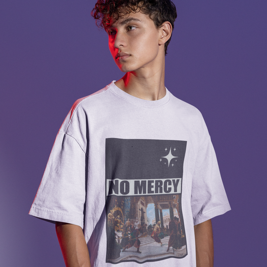 No Mercy: Lord Krishna Printed Oversized T-shirt