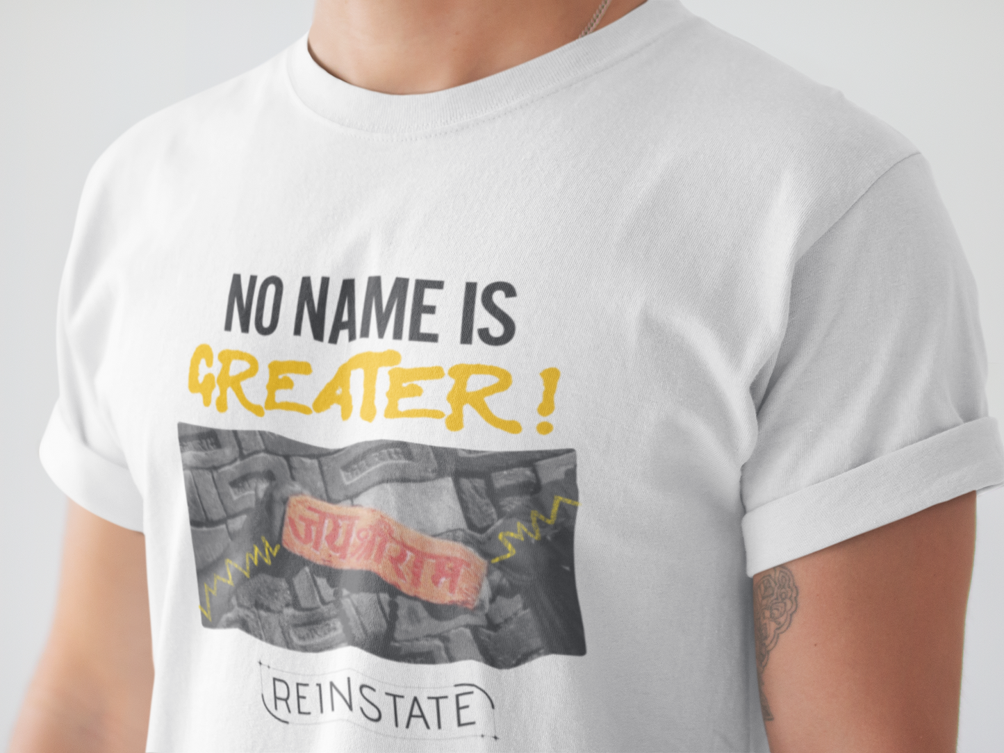 No Name Is Greater: Jai Sri Ram White Printed T-shirt