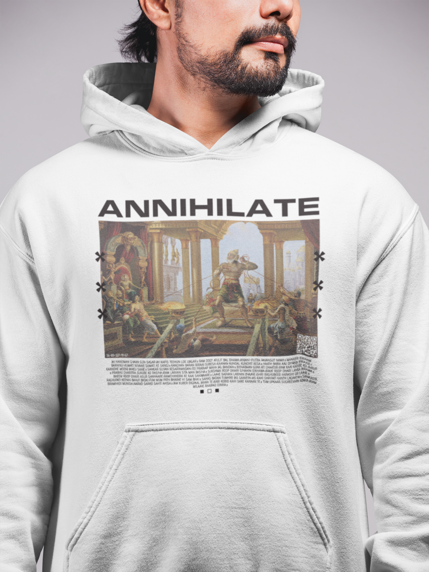 Annihilate: Lord Hanuman White Hoodie