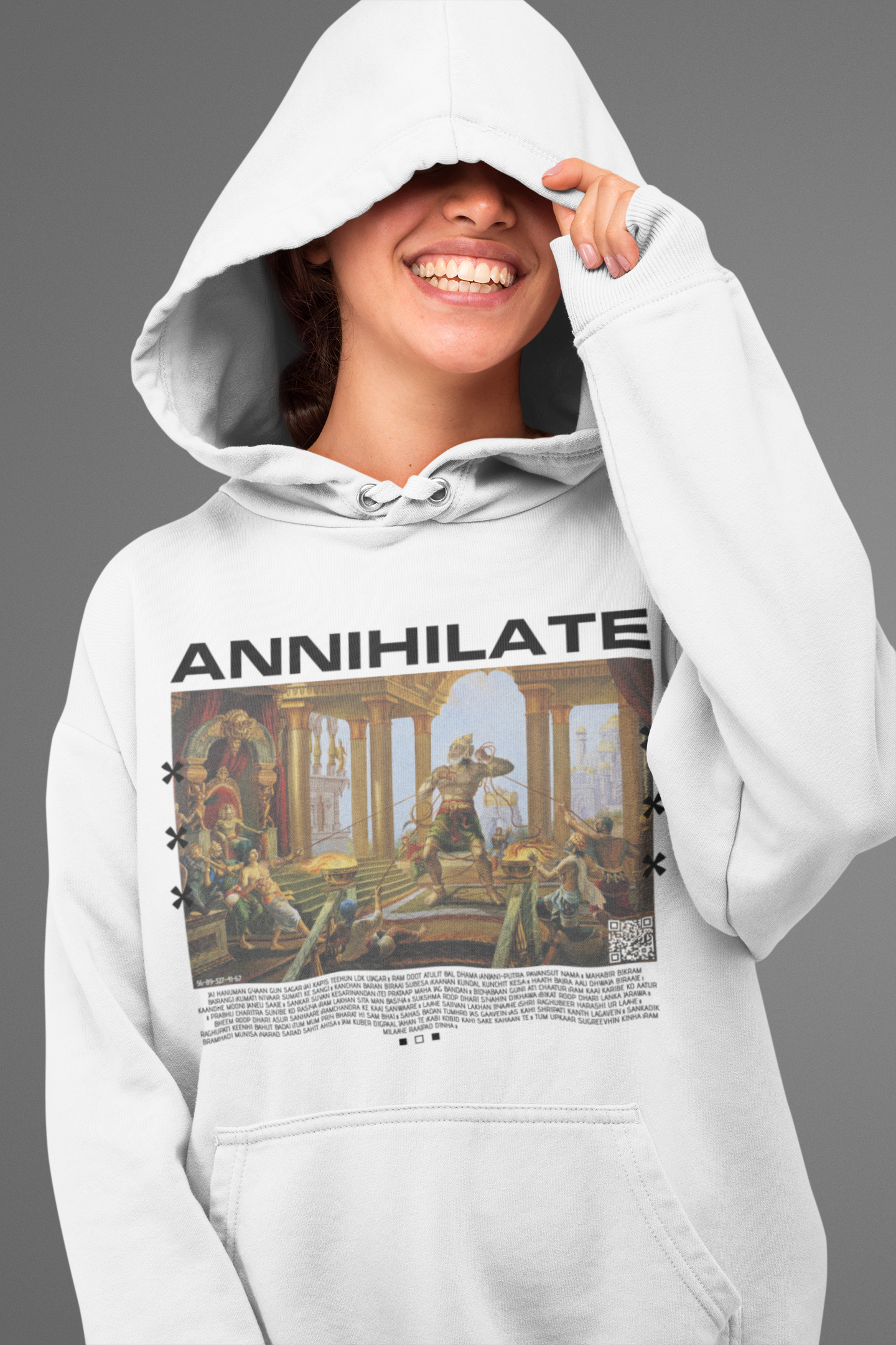 Annihilate: Lord Hanuman White Hoodie